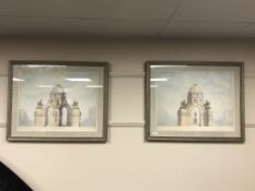 A pair of French architectural prints (65cm by 49cm).