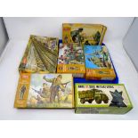 A tray containing six Airfix 1:32 scale military modelling sets including British Commandos pontoon