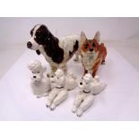 A group of five Goebel china dogs (tallest 15cm).