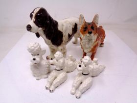 A group of five Goebel china dogs (tallest 15cm).