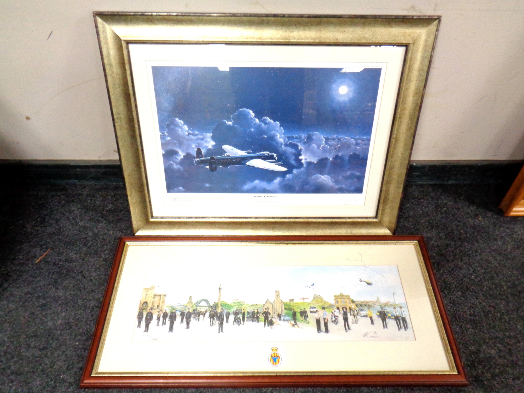 Two gilt framed oil-on-canvas paintings and four various prints, - Image 3 of 3