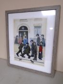 A print after Laurence Stephen Lowry : 'A Fight', in frame and mount.