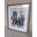 A print after Laurence Stephen Lowry : 'A Fight', in frame and mount.