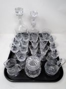 A tray of crystal glasses,