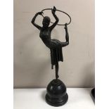 After D H Chiparus : A contemporary bronze figure of a dancer, on marble socle, height 52 cm.