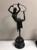 After D H Chiparus : A contemporary bronze figure of a dancer, on marble socle, height 52 cm.