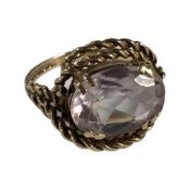 A 9ct gold amethyst set rope ring.
