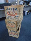 Three wooden Jaffa crates.