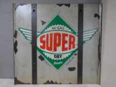 A Japanese enamelled metal AV-Gas Superdry sign.