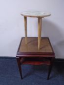 An Art Deco two tier occasional table together with a further circular lamp table