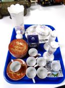 A tray of Aynsley china trinket dishes, ceramic coffee set etc.