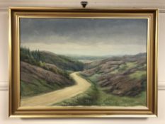 Continental school : Moorland track, oil-on-canvas,