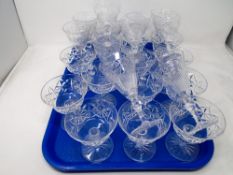 A tray of antique and later crystal and glass