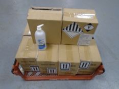 A crate containing 10 boxes of MaxShield hand sanitizer.