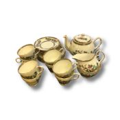 Twenty five pieces of Duchess bone china floral-patterned gilt-rimmed tea china comprising a teapot,