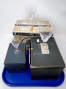 A cased set of six Edinburgh crystal wine glasses together with two further sets of six wine and