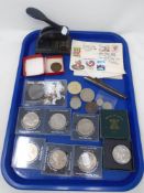 A tray of commemorative coins, coronation coin,