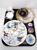 A tray of Poole dish, china trinket pot,