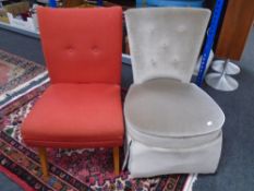 Two 20th century buttoned bedroom chairs