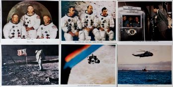 Vintage collection of NASA lithographs of Buzz Aldrin on the Moon, A group shot of Armstrong,