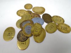 A collection of 21 19th century railway pay tokens.