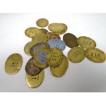 A collection of 21 19th century railway pay tokens.