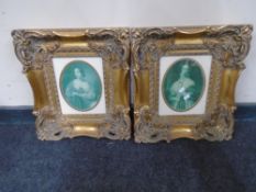 A pair of Victorian style gilt framed prints, portrait studies.