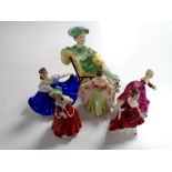 A Royal Doulton figure, Ascot HN2356 together with five further small Royal Doulton figures.