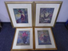 Two pairs of gilt framed prints.