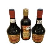 Three bottles of Grants Cherry Brandy, 35 cl, 35 cl & 12 Fl Oz.
