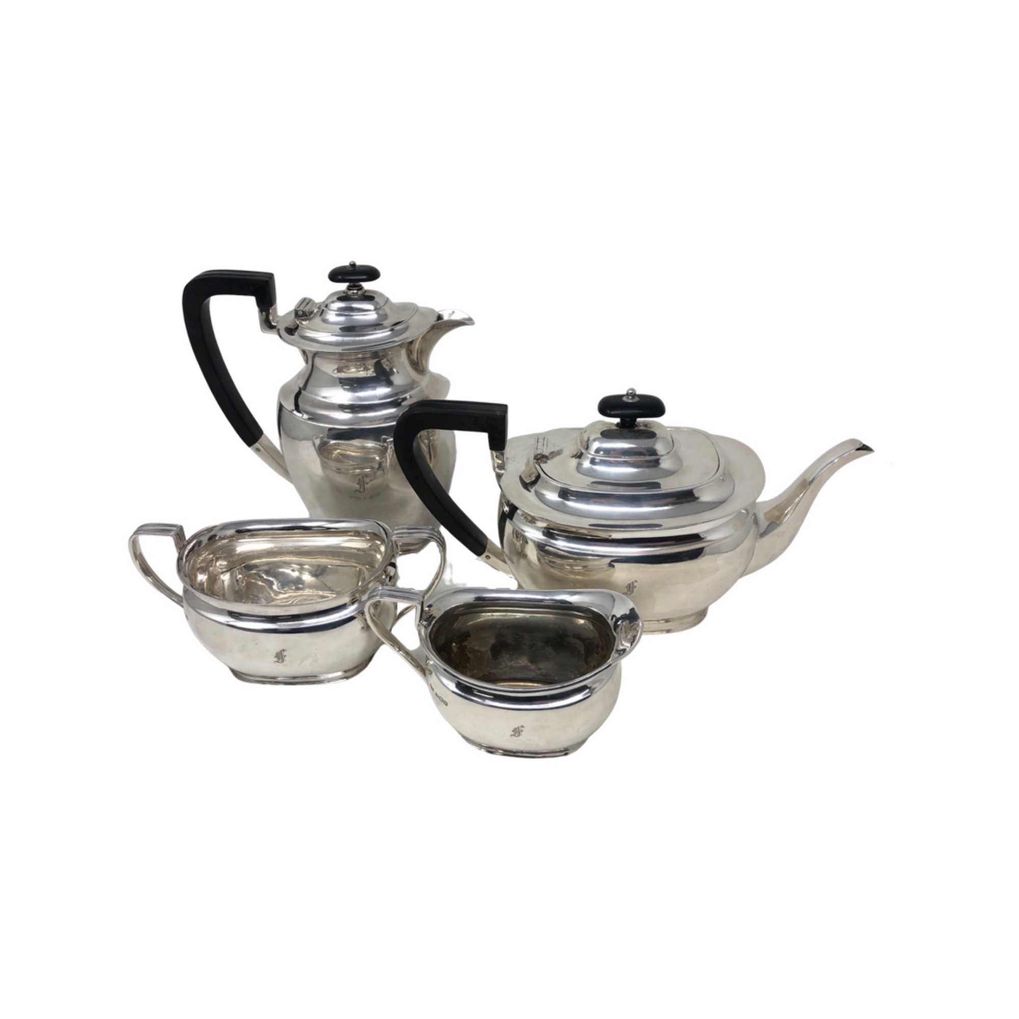 A George V silver three-piece tea service, Henry Atkin, Sheffield 1918-1920,