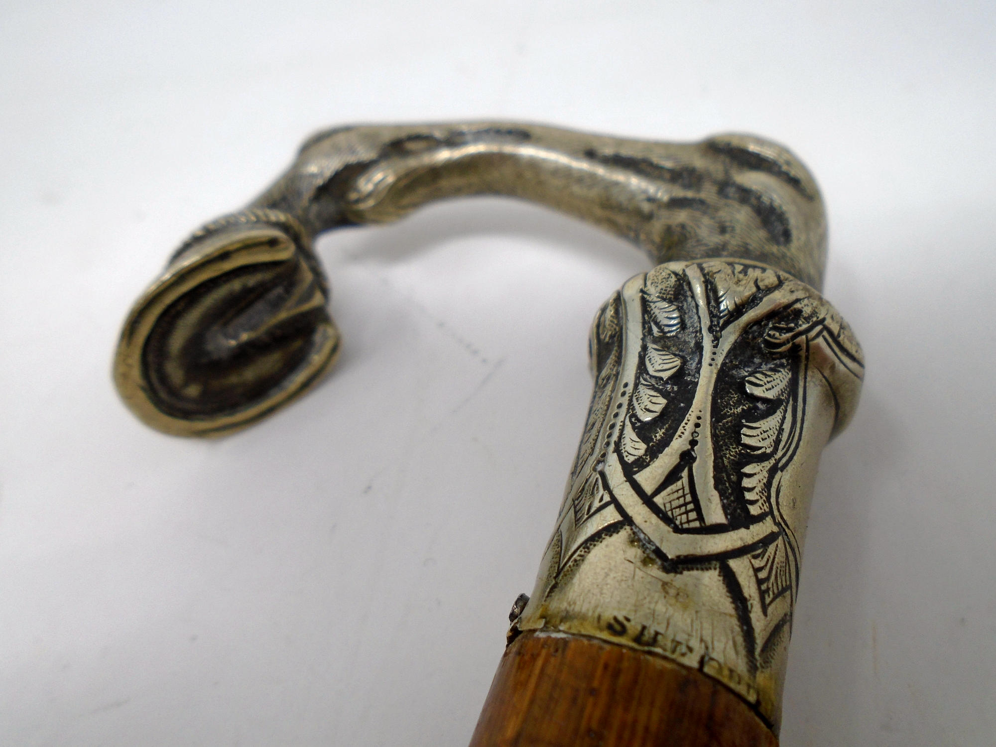 An antique cane with silver plated hoof terminal. - Image 2 of 2