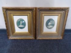 A pair of Victorian style gilt framed prints, portraits.