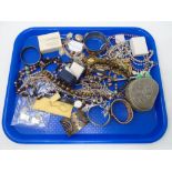 A tray containing assorted costume jewellery including beaded necklaces, bracelets,