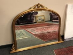 A Victorian style over mantel mirror, 144cm by 105cm.
