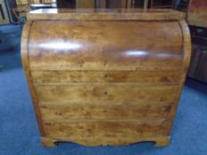 A 19th century satin wood barrel fronted bureau fitted with four drawers 117 cm x 119 cm x 56 cm