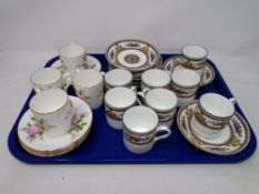 A tray of Wedgwood Columbia pattern coffee cups,