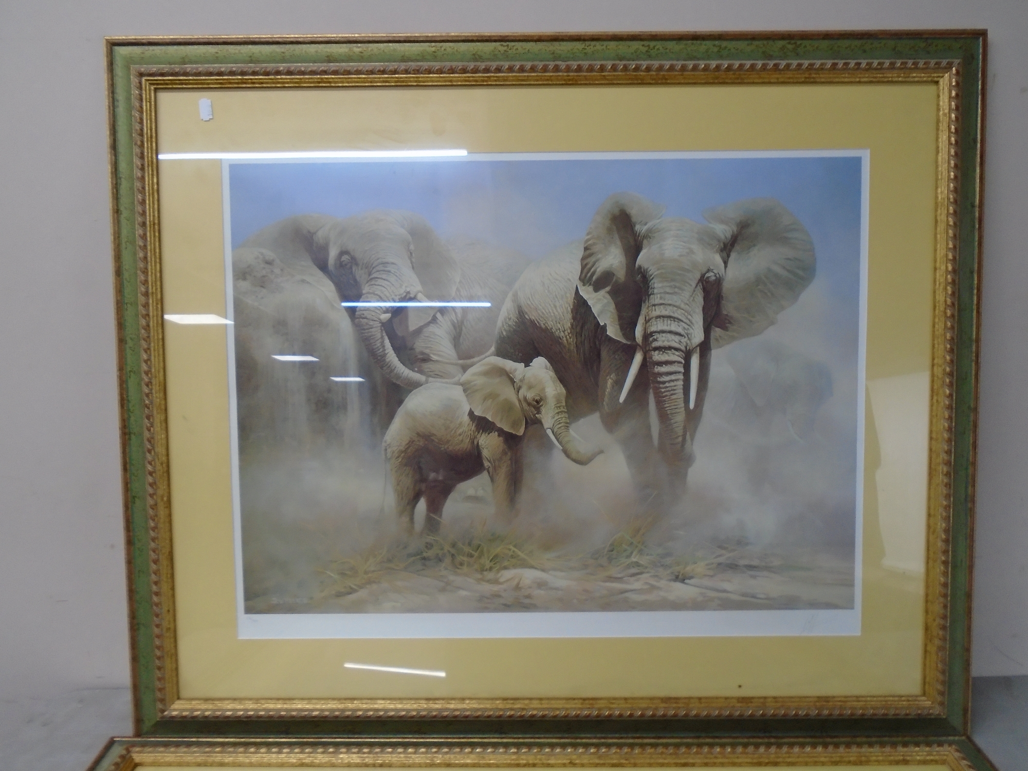 A signed limited edition print after D. V. Heerds : An elephant herd, no.