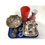 A tray of Masons Mandarin pattern jug, bowl, decorative vase, Wedgwood pots.