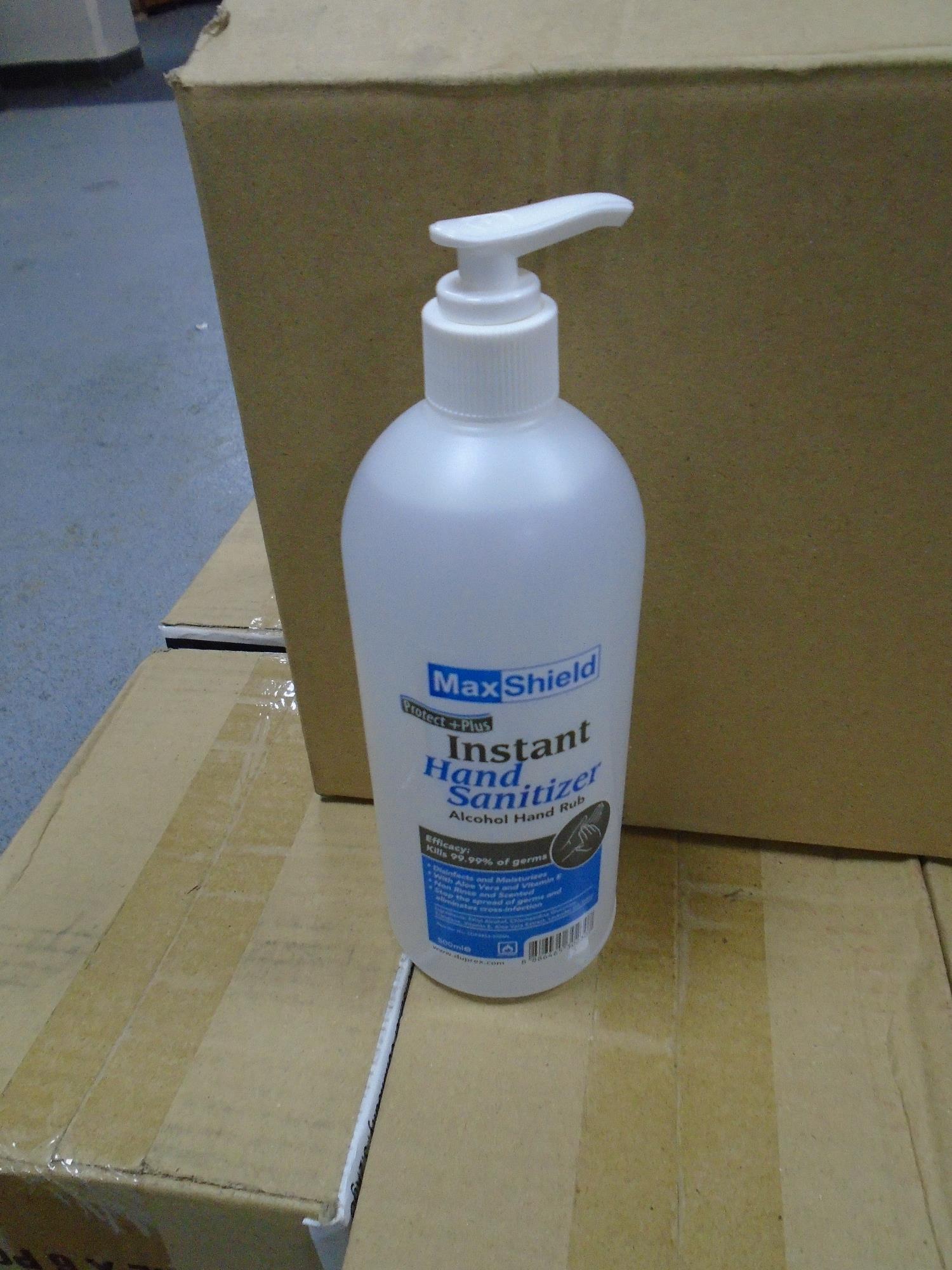 A crate containing 10 boxes of MaxShield hand sanitizer. - Image 2 of 2