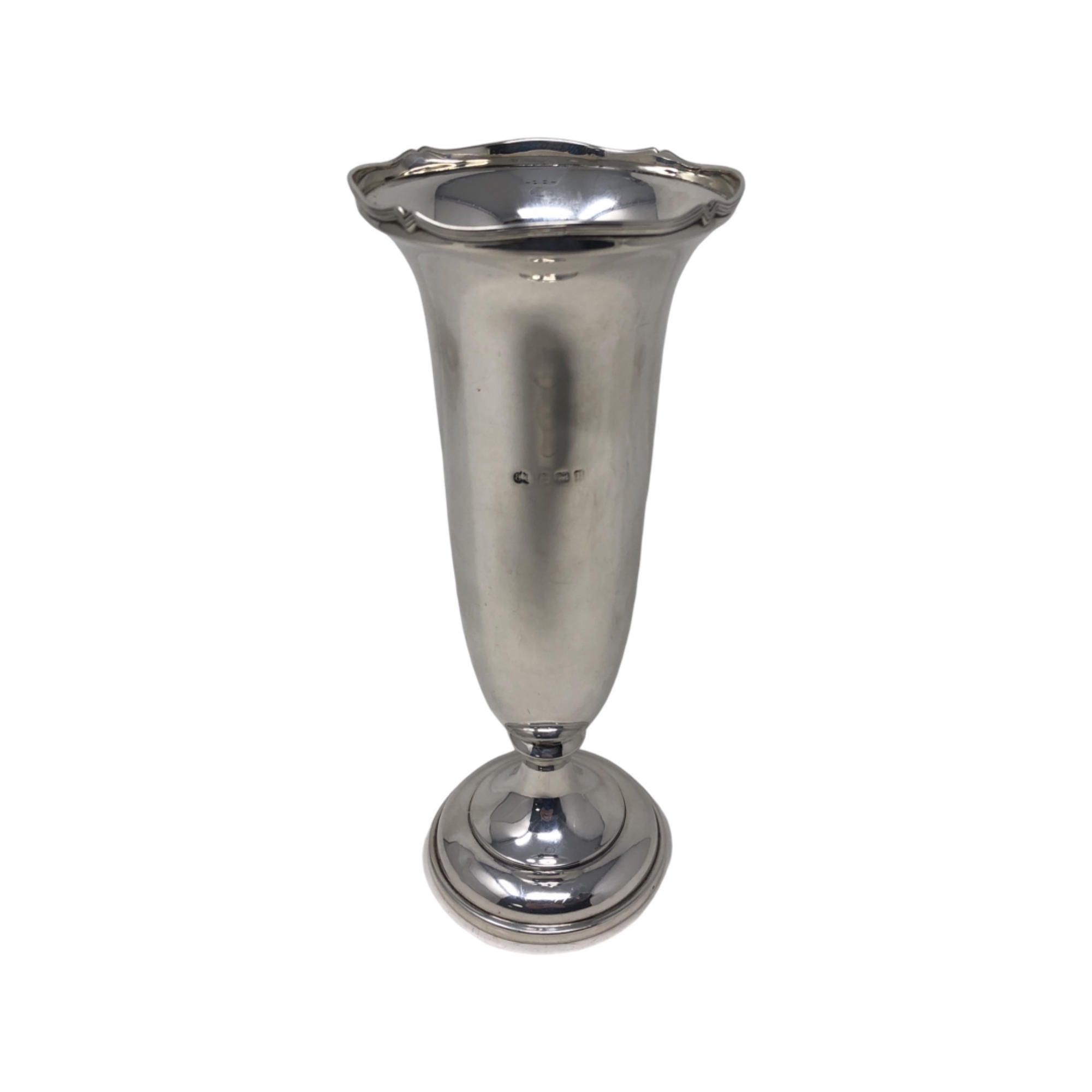 A loaded silver vase, Elkington & Co, Birmingham 1912, height 21.5cm.