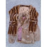 A vintage brown mink fur coat together with stole.