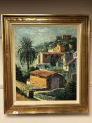 Continental school : Villas on a hillside, oil-on-canvas, 49cm by 59cm.