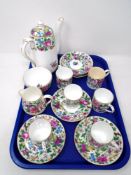 A tray of Crown Staffordshire coffee set, cups,