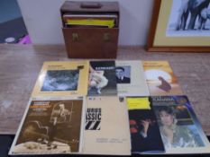 A case containing vinyl LPs including classical, easy listening etc.