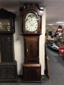 A 19th century inlaid mahogany longcase clock, the painted dial signed Chas Massey of Shelton,