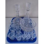 A tray of crystal bowls and glasses