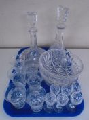A tray of crystal bowls and glasses