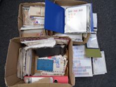 Three boxes containing stamps, stamp albums etc.