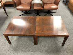 A pair of mid century Danish rosewood lamp tables